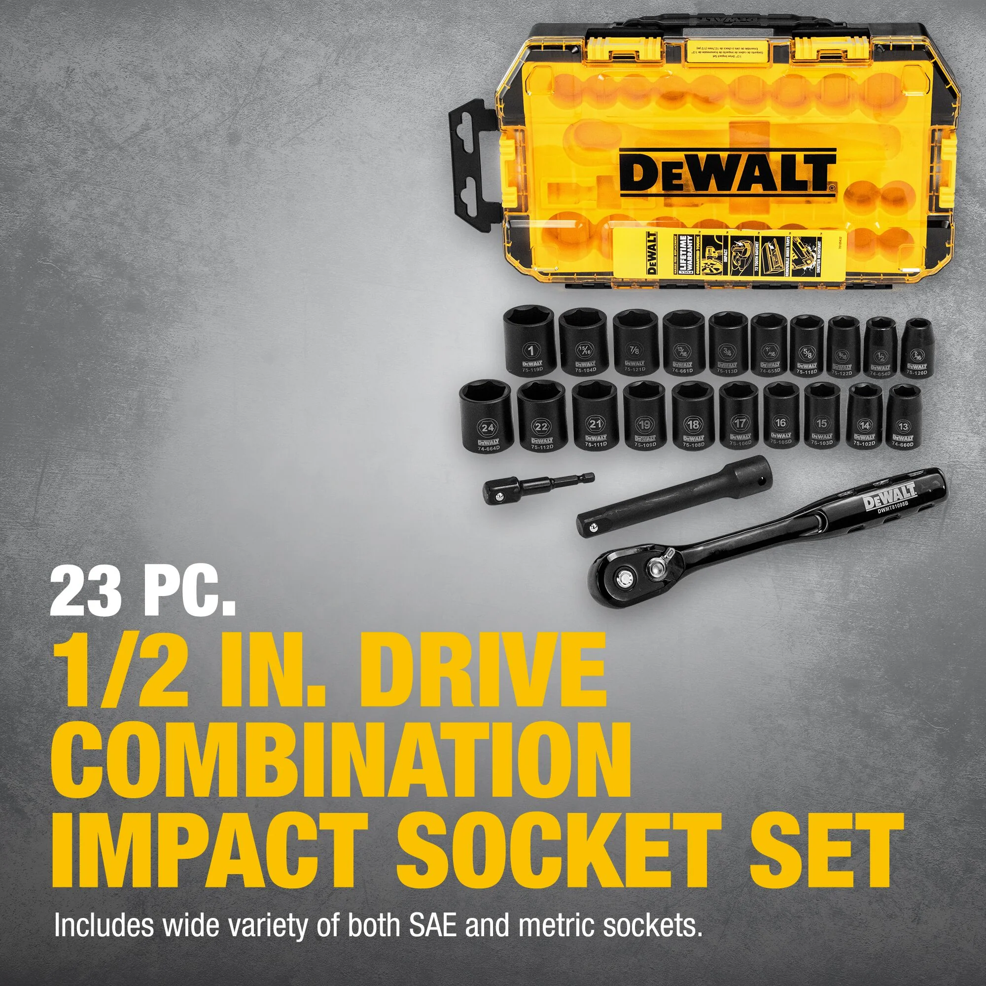 DeWalt 23 pc. 1/2" Drive Impact Socket Set - Image 10