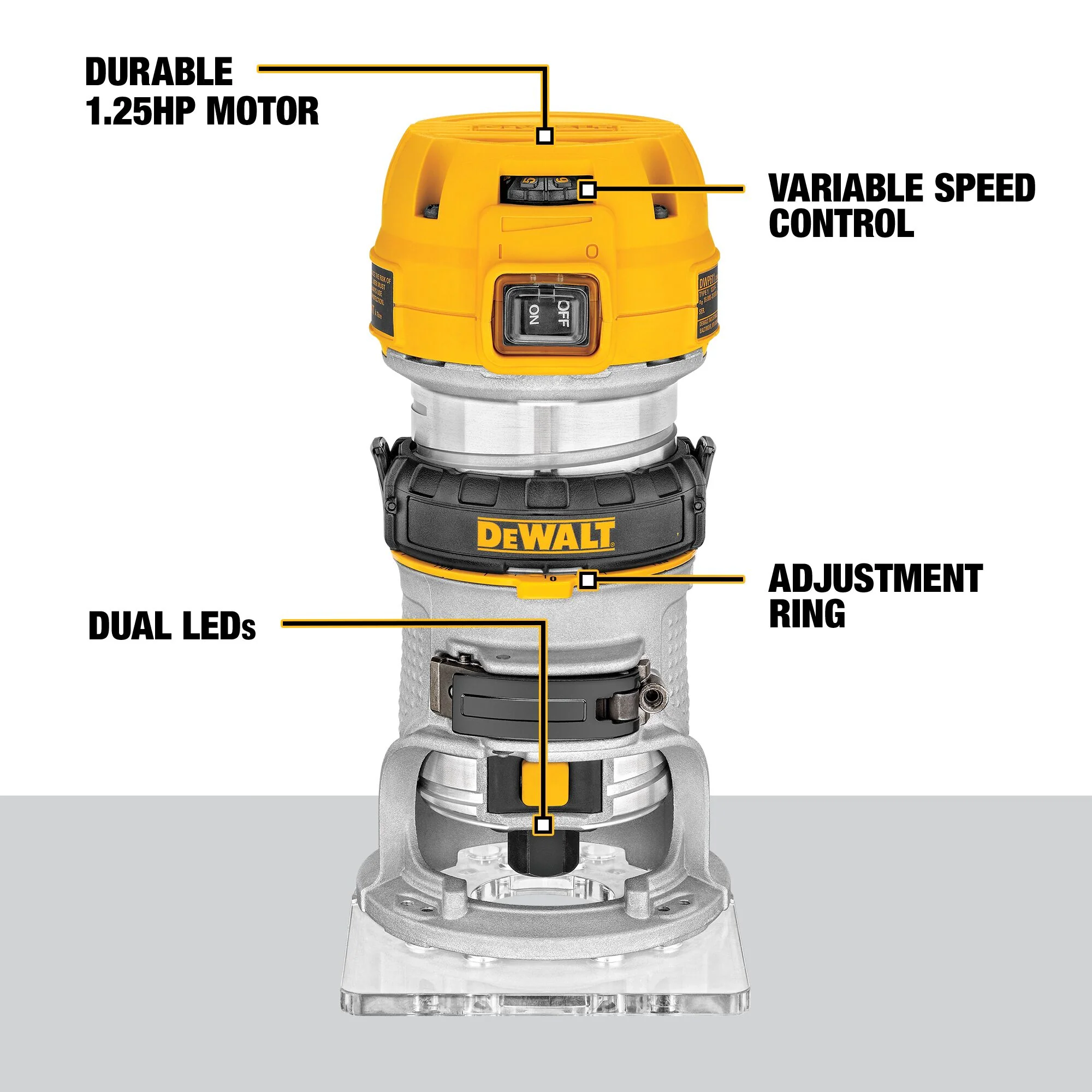 DeWalt 1-1/4 HP MAX Torque Variable Speed Compact Router - Image 15