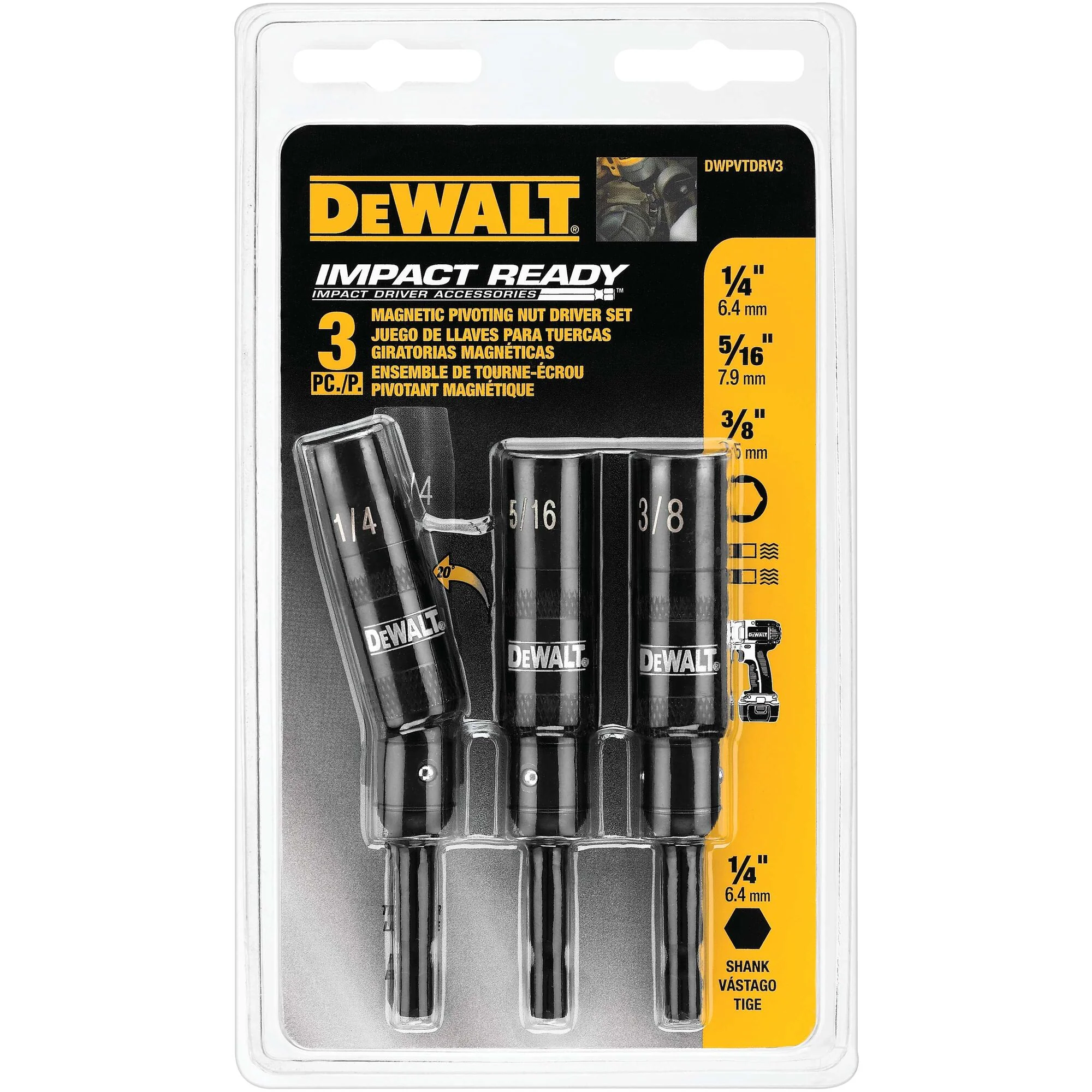 DeWalt 3 pc. IMPACT READY® Pivoting Nut Driver Kit - Image 2
