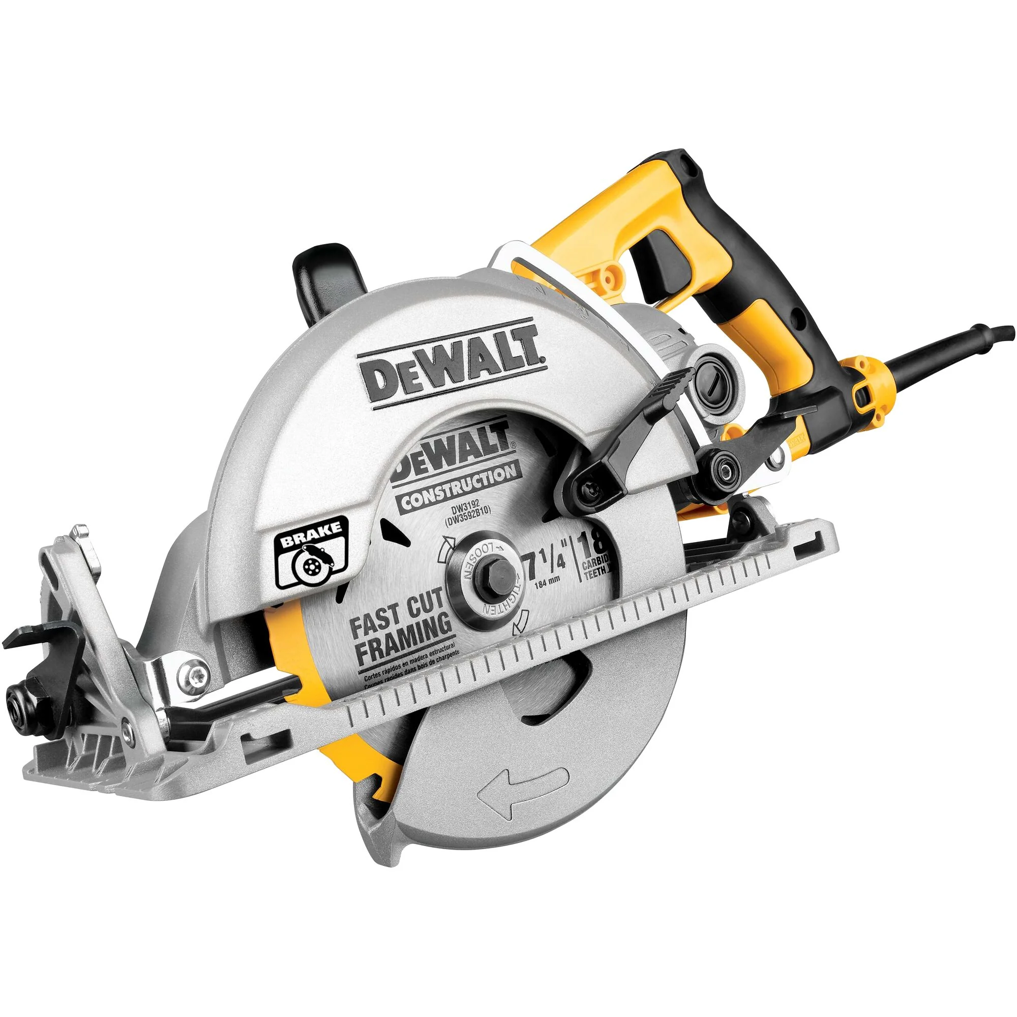 DeWalt 7-1/4" Worm Drive Circular Saw w/ Electric Brake - Image 7