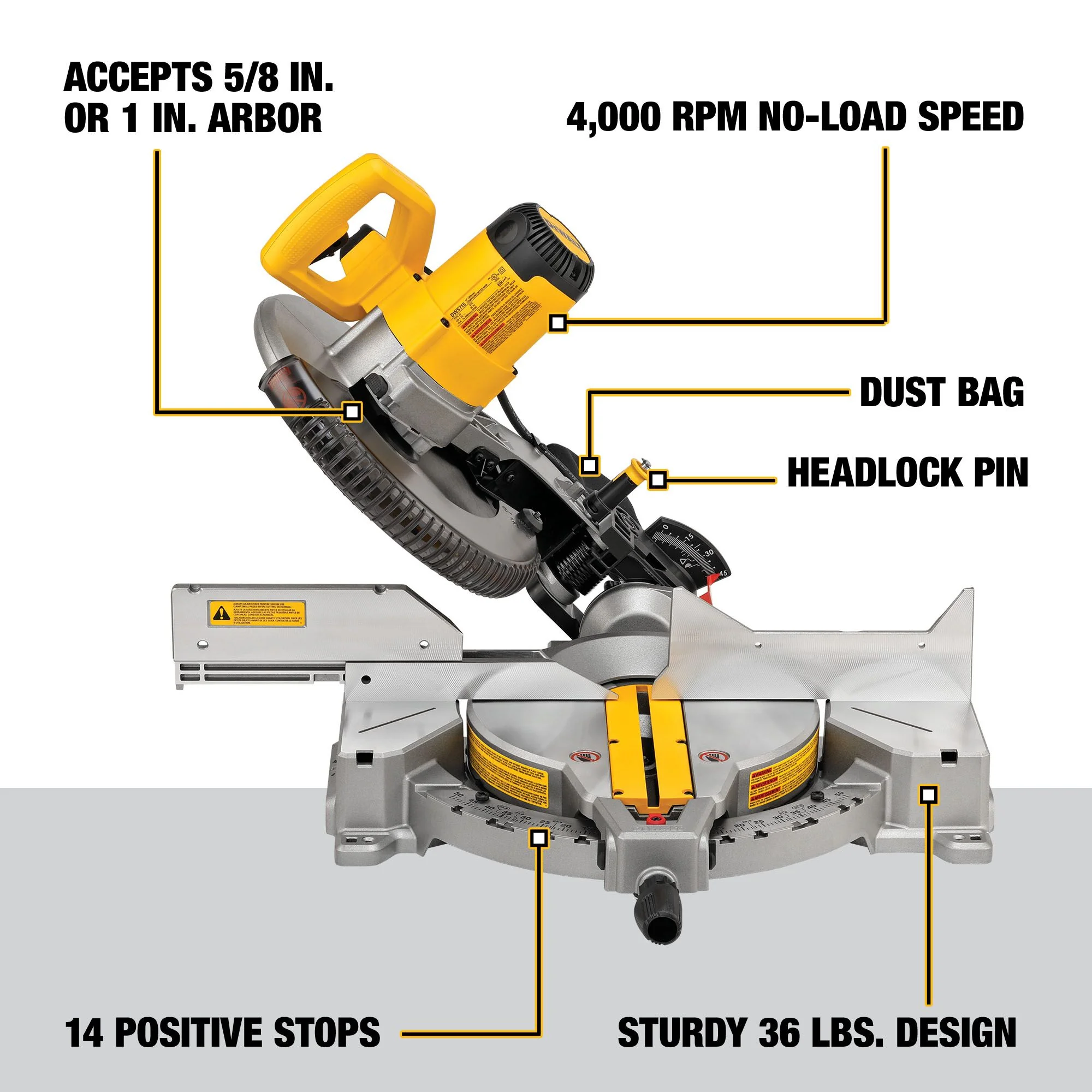 DeWalt 12" 15A Electric Single-Bevel Compound Mitre Saw - Image 15