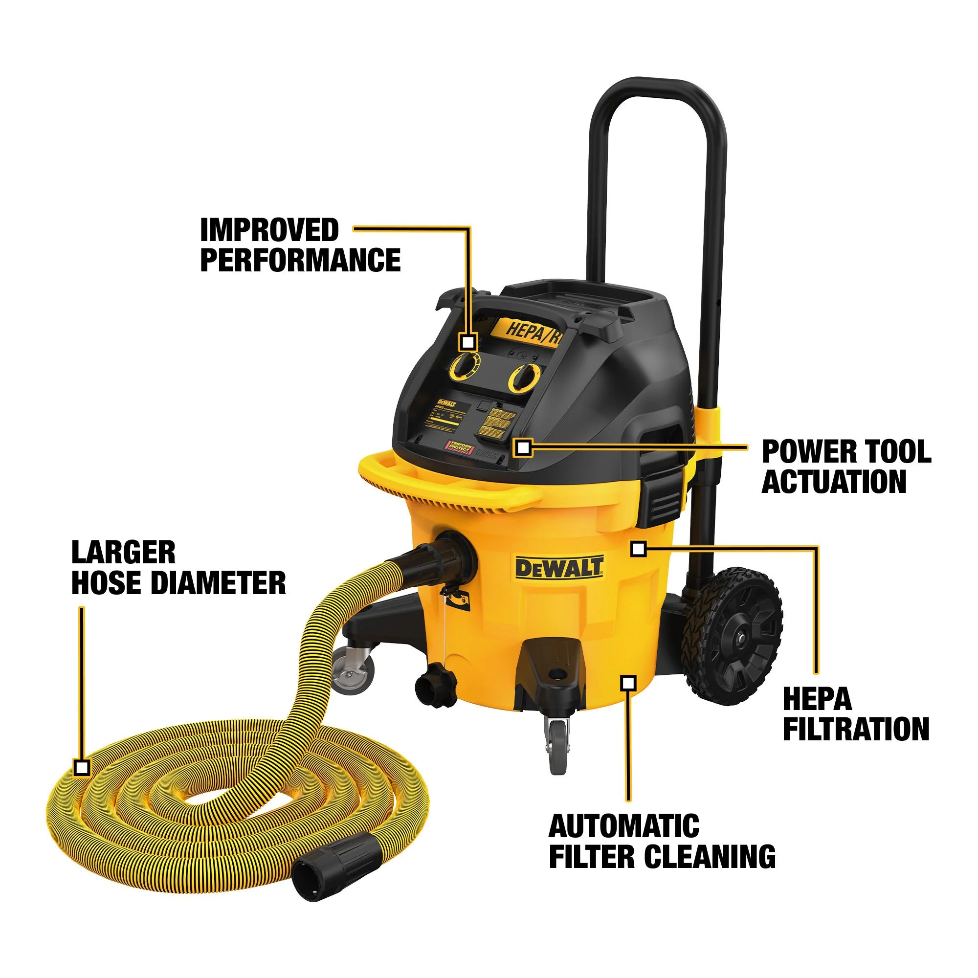 DeWalt 10 Gallon HEPA Dust Extractor Vacuum w/ Auto Filter Clean - Image 9