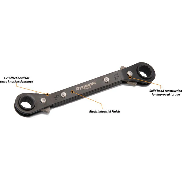 Dynamic 3/4" x 7/8", 25° Offset Double Box End Ratcheting Wrench - Image 4