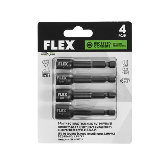FLEX 4-Piece 2-9/16" Magnetic Impact Nut Driver Set - Image 4