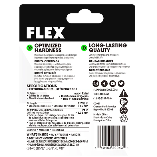 FLEX 4-Piece 2-9/16" Magnetic Impact Nut Driver Set - Image 5