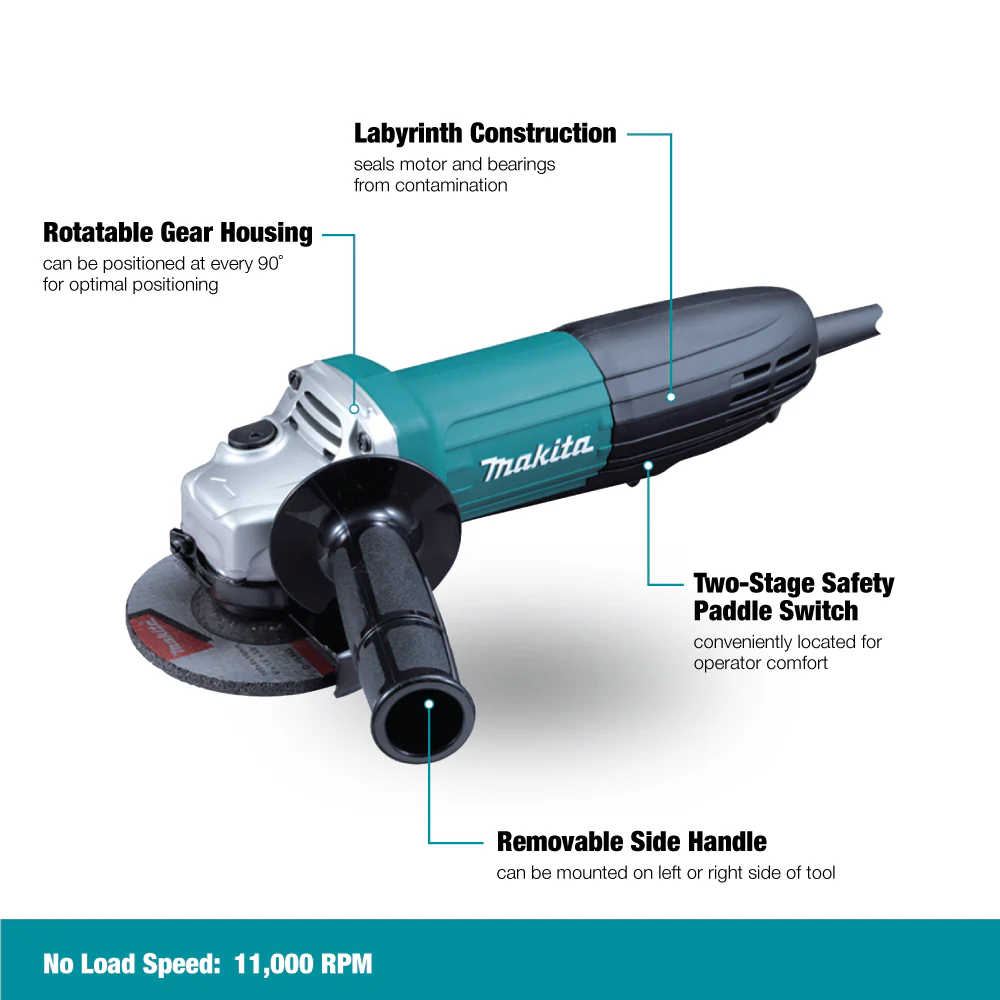Makita 4-1/2" Angle Grinder w/ Paddle Switch - Image 3