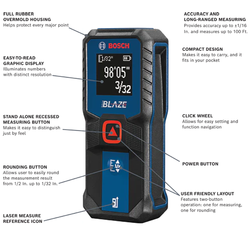 Bosch BLAZE⢠100FT Laser Distance Measuring Unit - Image 2