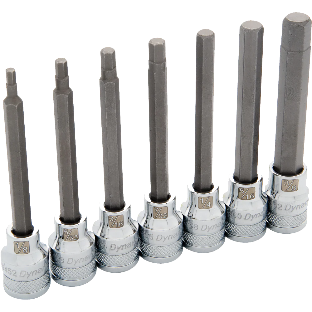 Dynamic 3/8" Drive 7 pc. SAE Long Hex Socket Set - 1/8" - 3/8"