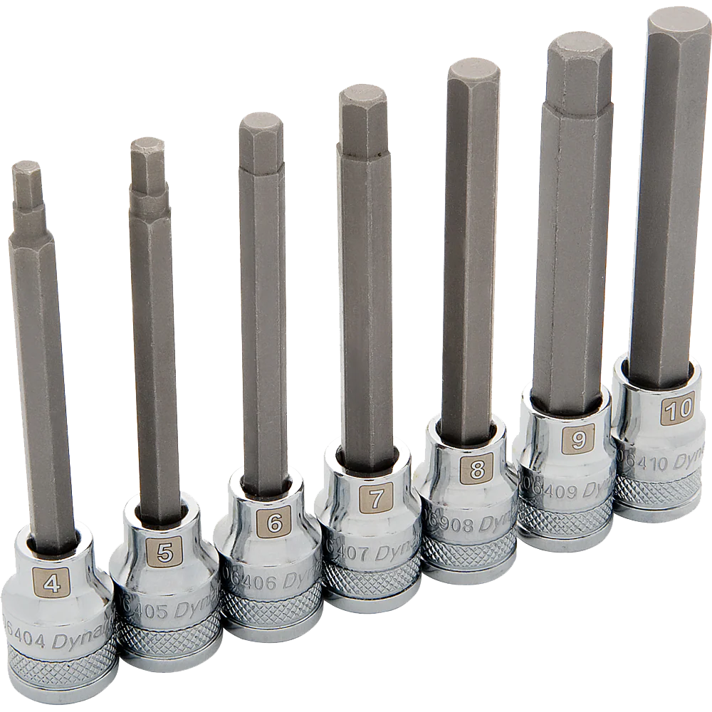 Dynamic 3/8" Drive 7 pc. Metric Long Hex Socket Set - 4mm - 10mm