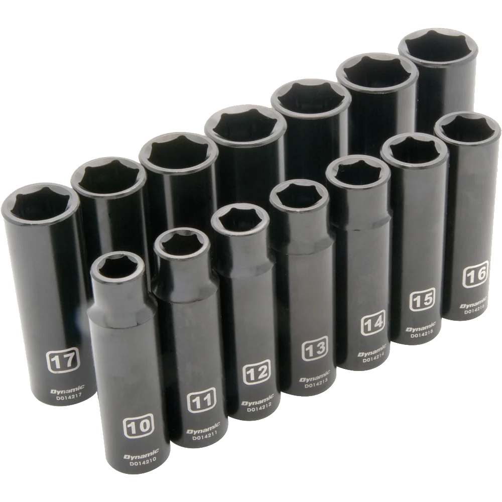 Dynamic 1/2" Drive, 14 Piece, 6 Point Deep Impact Metric Socket Set, 10mm - 23mm