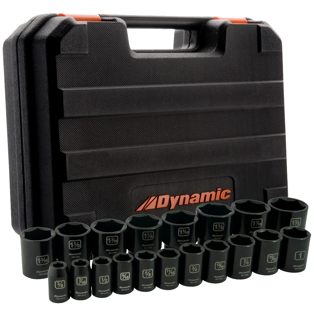 Dynamic 1/2 Drive, 19 Piece, 6 Point Standard SAE Impact Socket Set