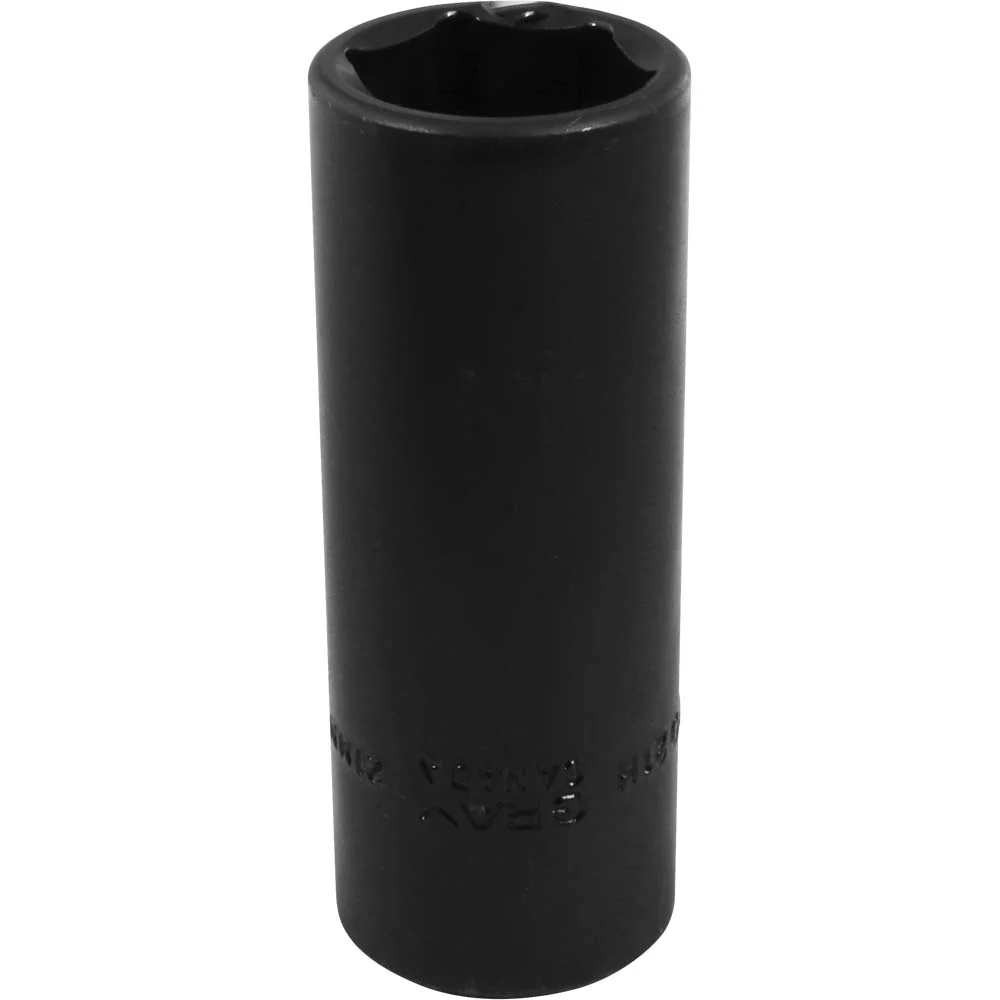 Gray Tools 1/2" Drive, 6 Point Deep Length, Impact Black Industrial Finish Metric Sockets - Image 3
