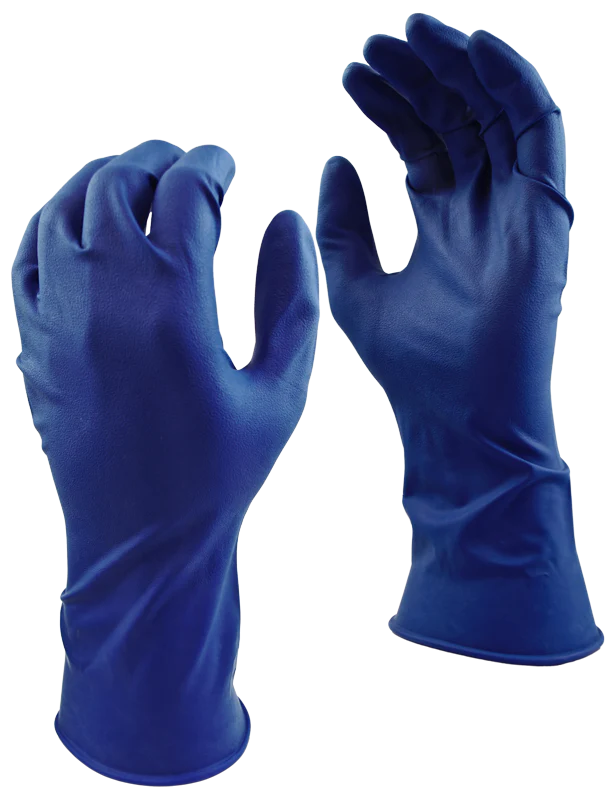 Grease Monkey 5553PF Blue Heavyweight Rubber Latex Gloves (Box of 50) - Image 2