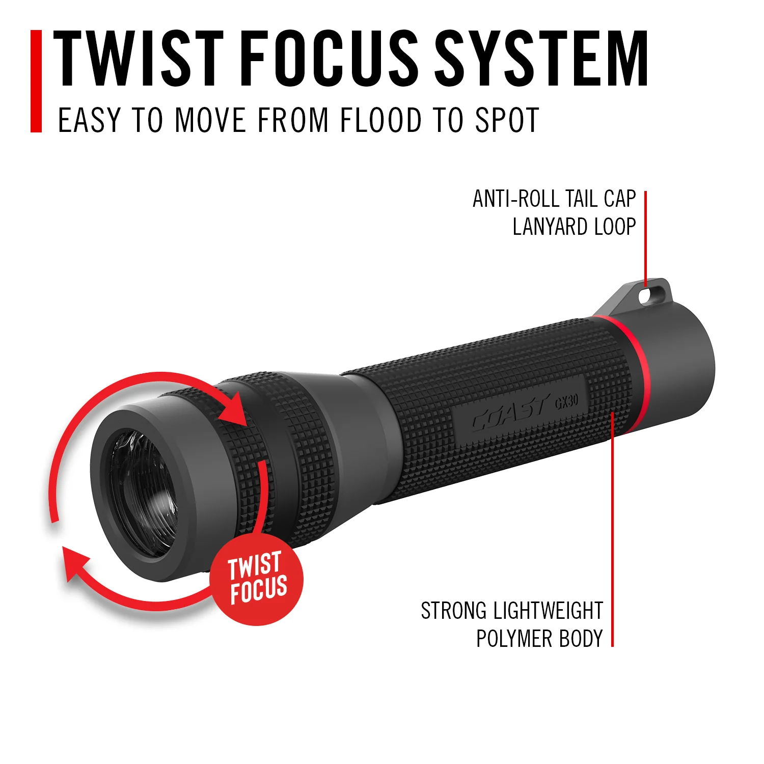Coast G70 Waterproof Dual Power Pure Beam Focusing Flashlight - Image 6