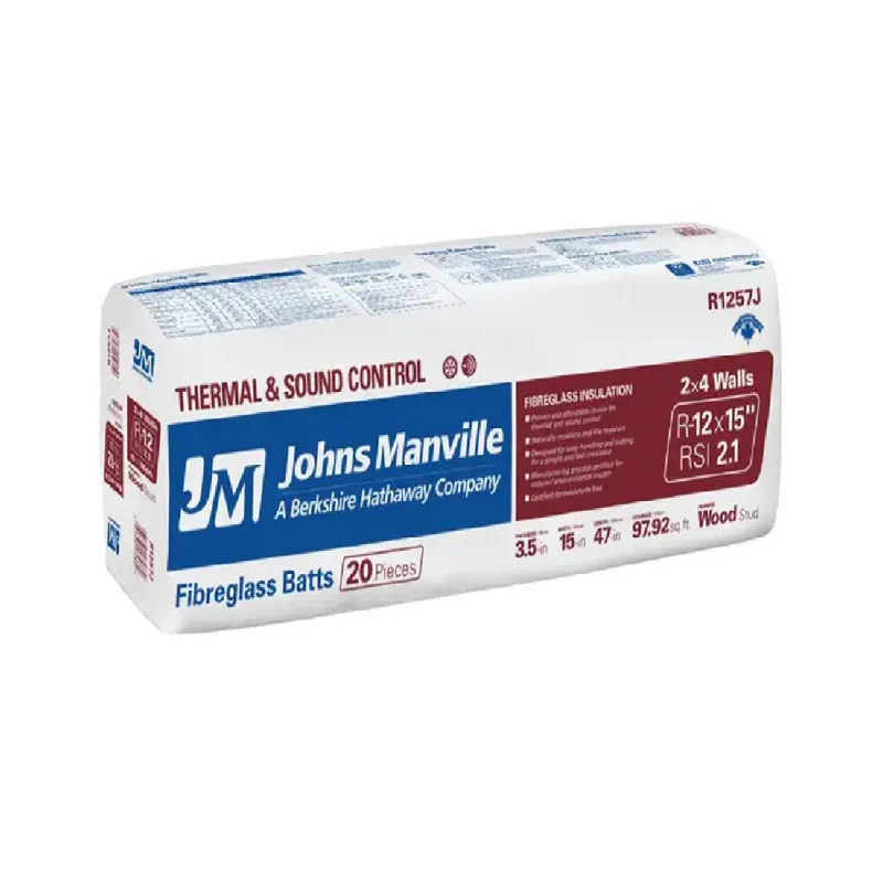 Johns Manville Fibreglass R12 Insulation Batts - 3.5" x 15" (97.92 sq. ft.)
