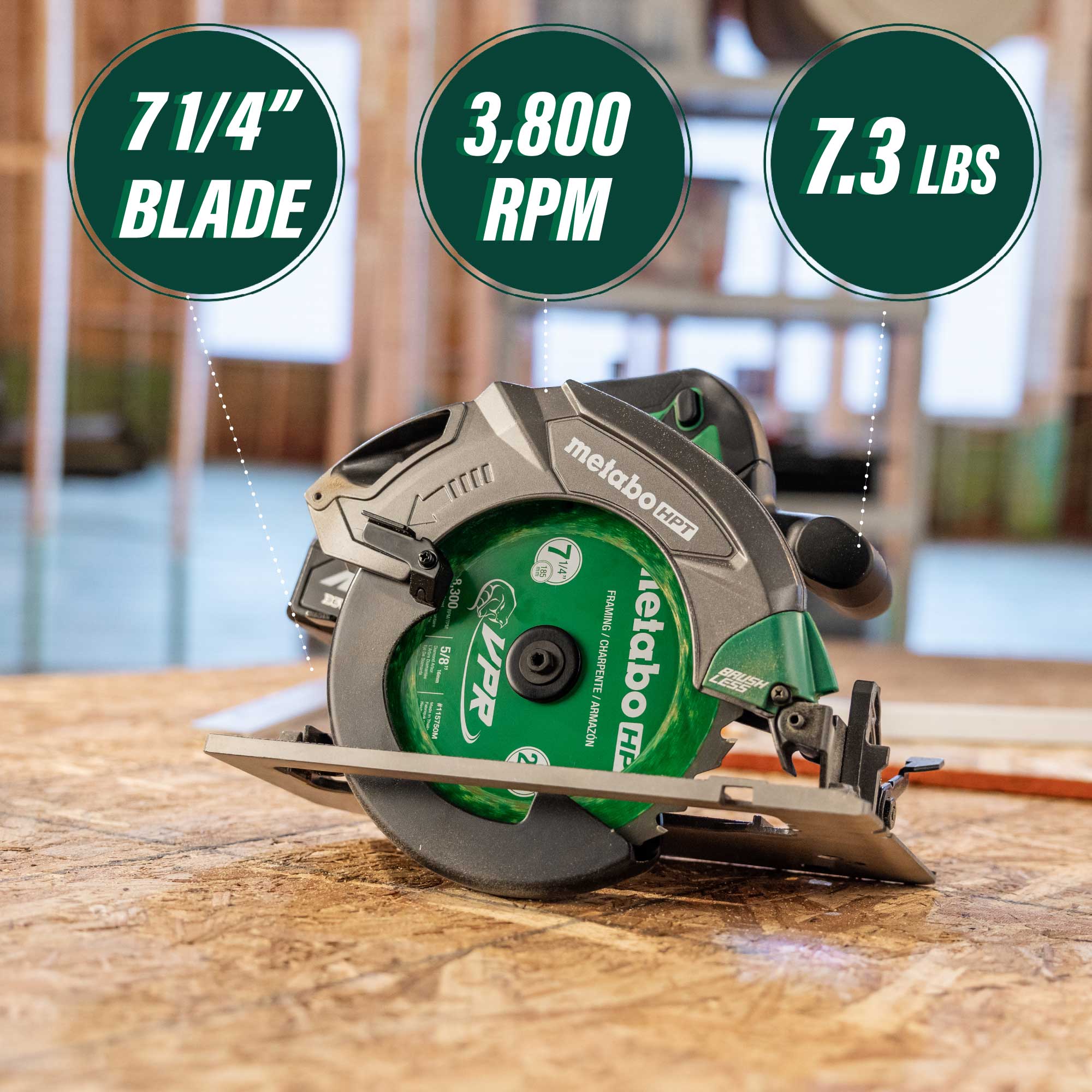 Metabo 18V MultiVolt 7-1/4 Inch Cordless Circular Saw - Tool Only - Image 2