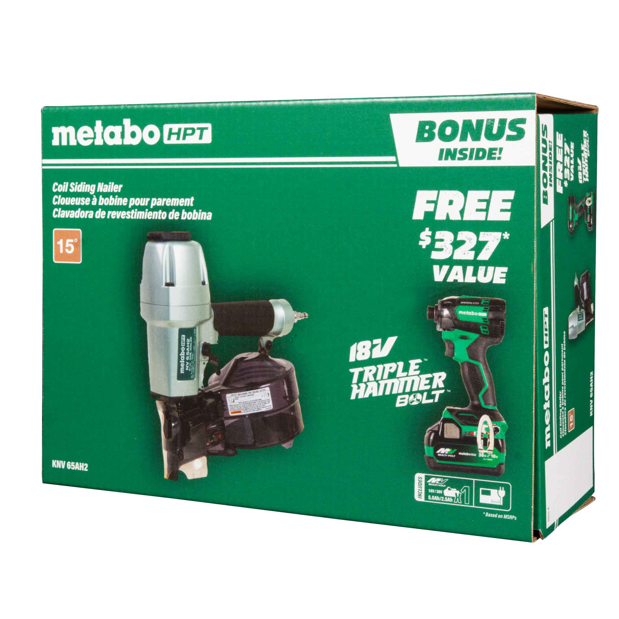 Metabo Pro Bundle 2-1/2 Inch Coil Siding Nailer with BONUS Impact Driver Kit - Image 2
