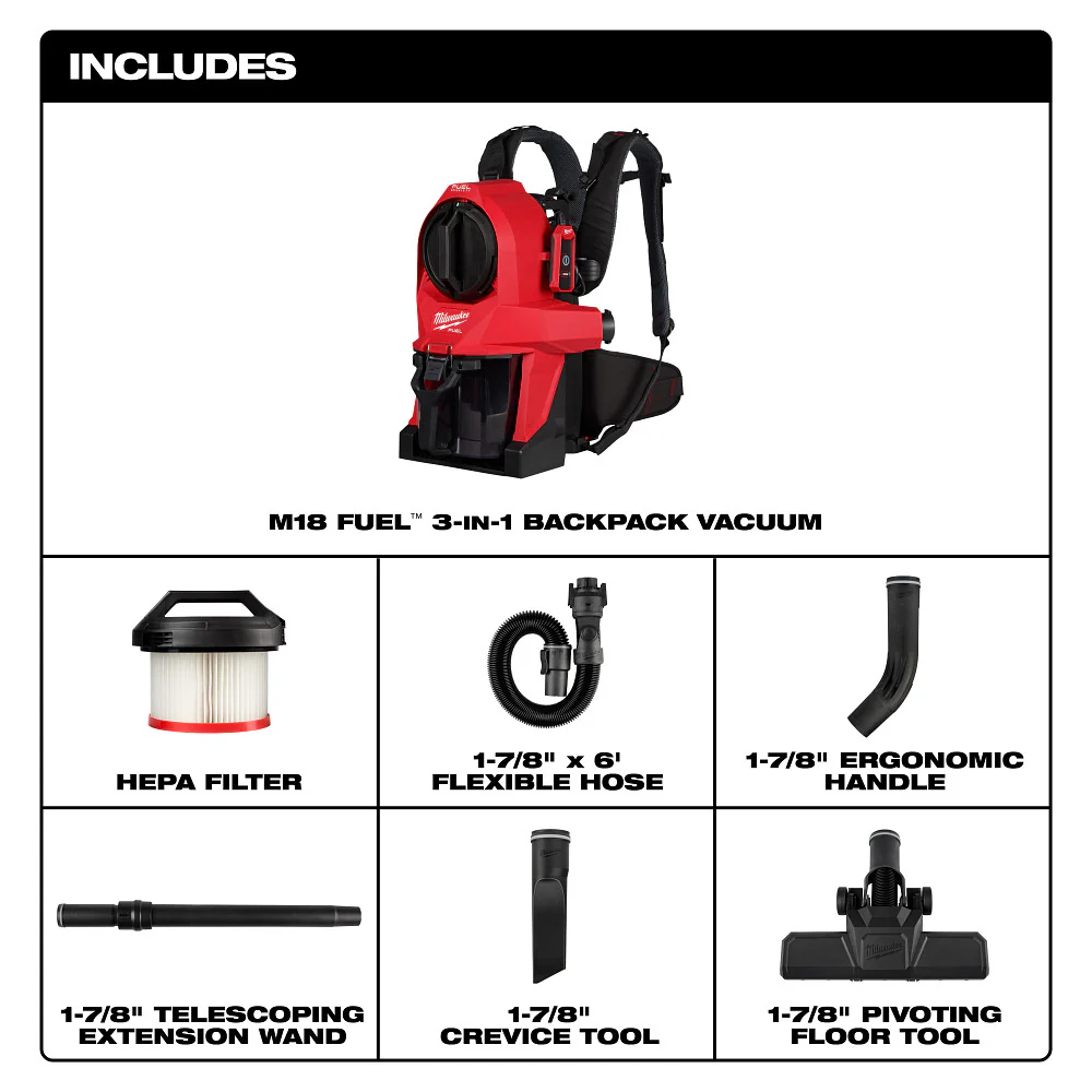 Milwaukee M18 FUEL 3-in-1 Backpack Vacuum - Image 3