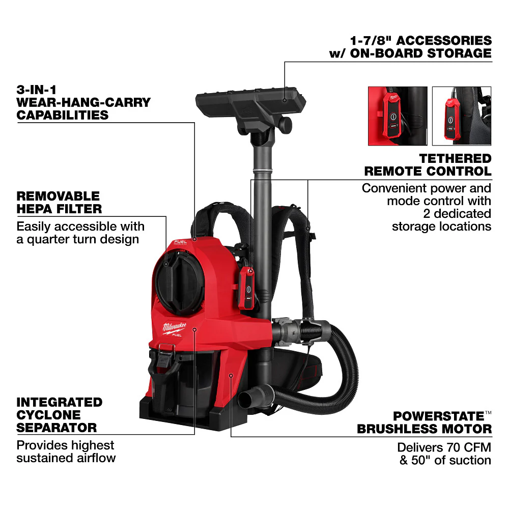 Milwaukee M18 FUEL 3-in-1 Backpack Vacuum - Image 4