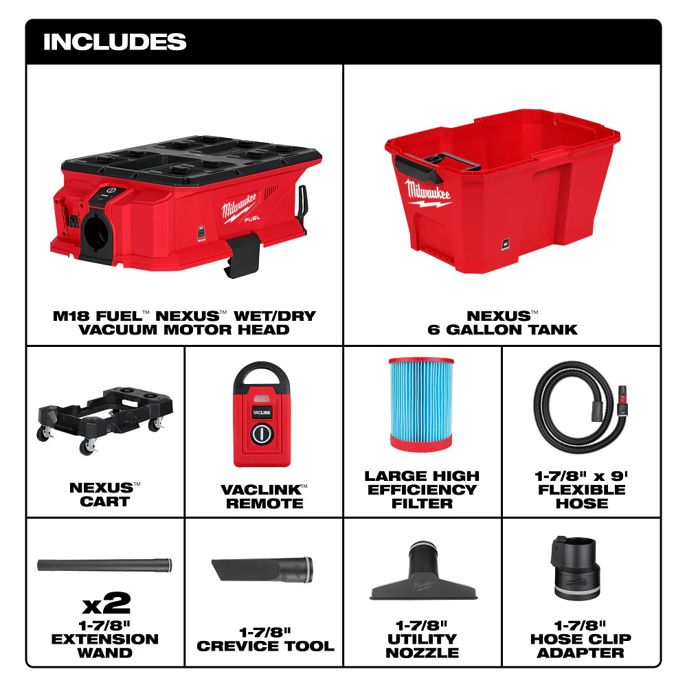Milwaukee M18 FUEL NEXUS 6 Gal Wet/Dry Vacuum w/ PACKOUT & VACLINK - Image 3