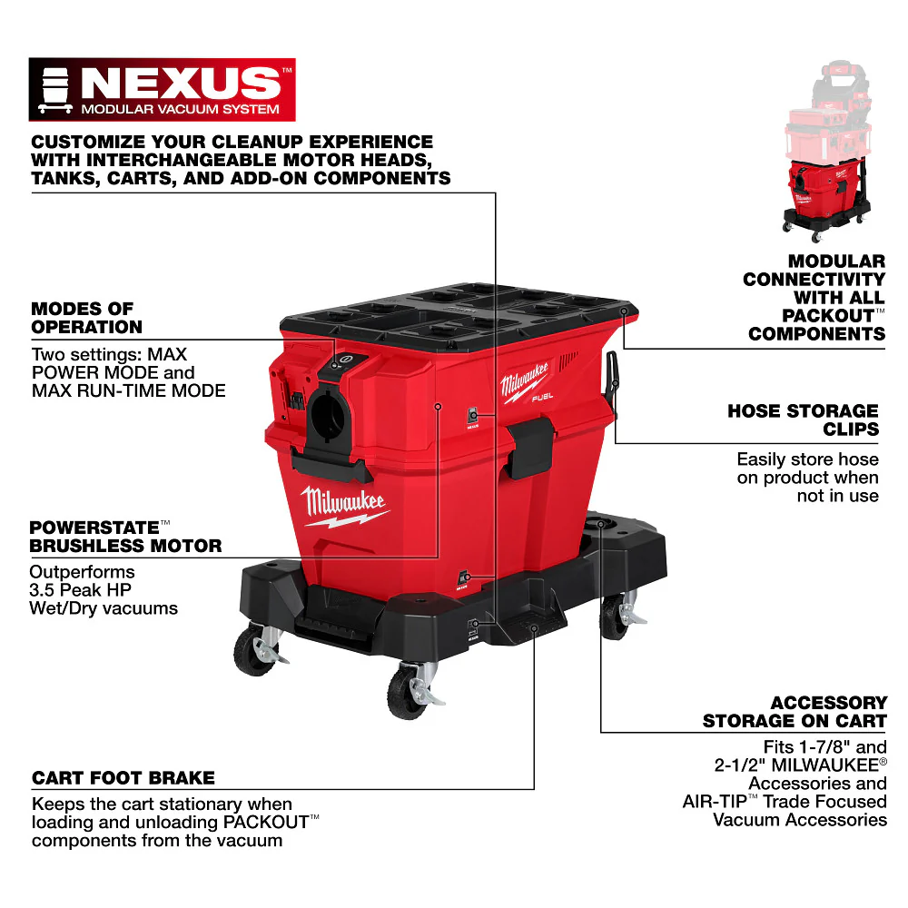 Milwaukee M18 FUEL NEXUS 6 Gal Wet/Dry Vacuum w/ PACKOUT - Image 5