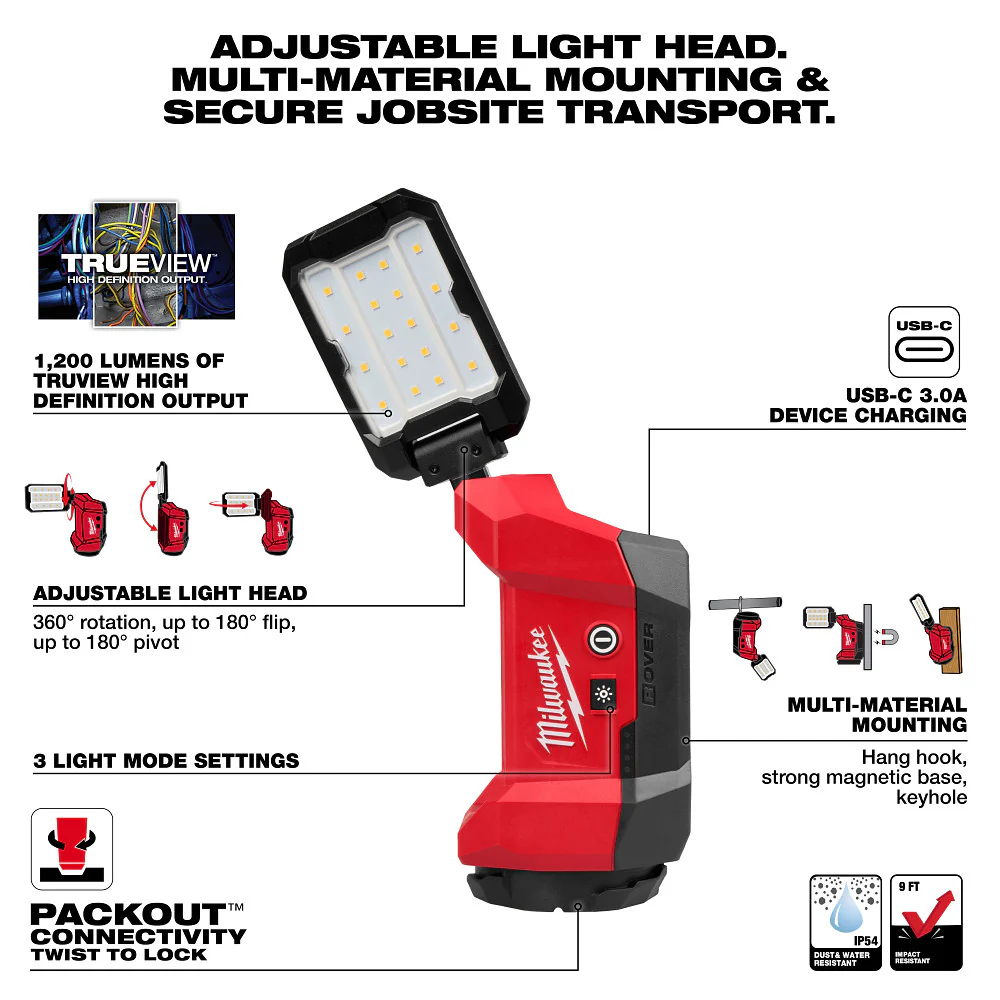 Milwaukee M12 ROVER Multi-Direction PACKOUT Flood Light - Image 3