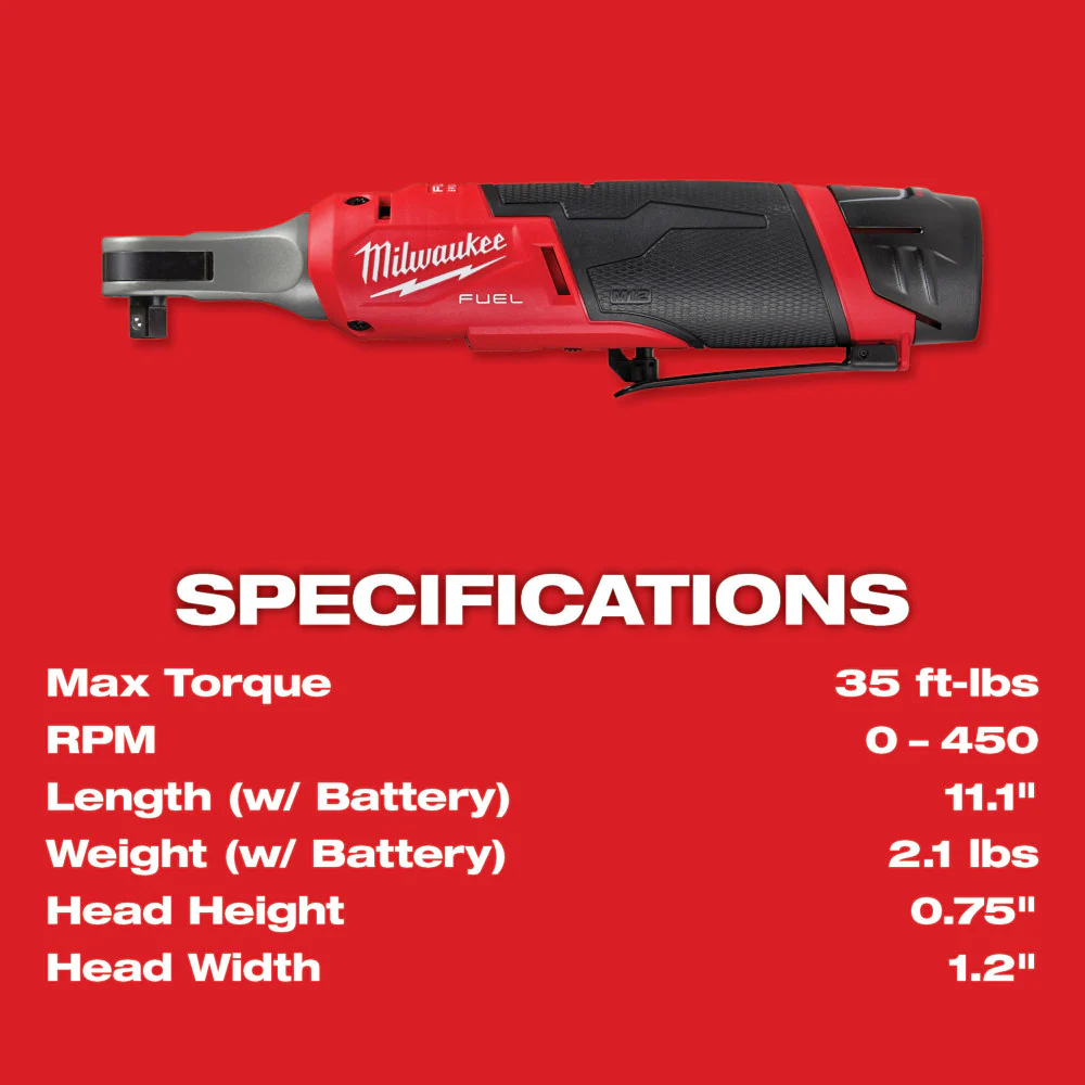 Milwaukee M12 FUEL 3/8" High Speed Ratchet Kit - Image 7