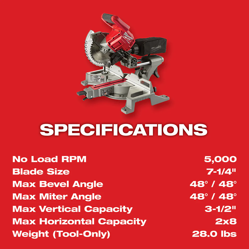Milwaukee M18 FUEL 7-1/4" Dual Bevel Sliding Compound Miter Saw Kit - Image 8