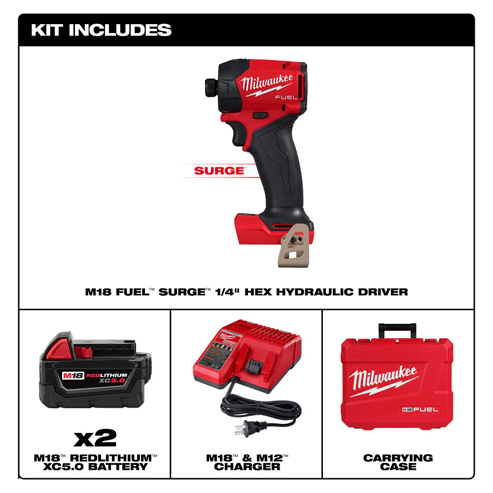 Milwaukee M18 FUEL SURGE 1/4" Hex Hydraulic Impact Driver Kit - Image 3