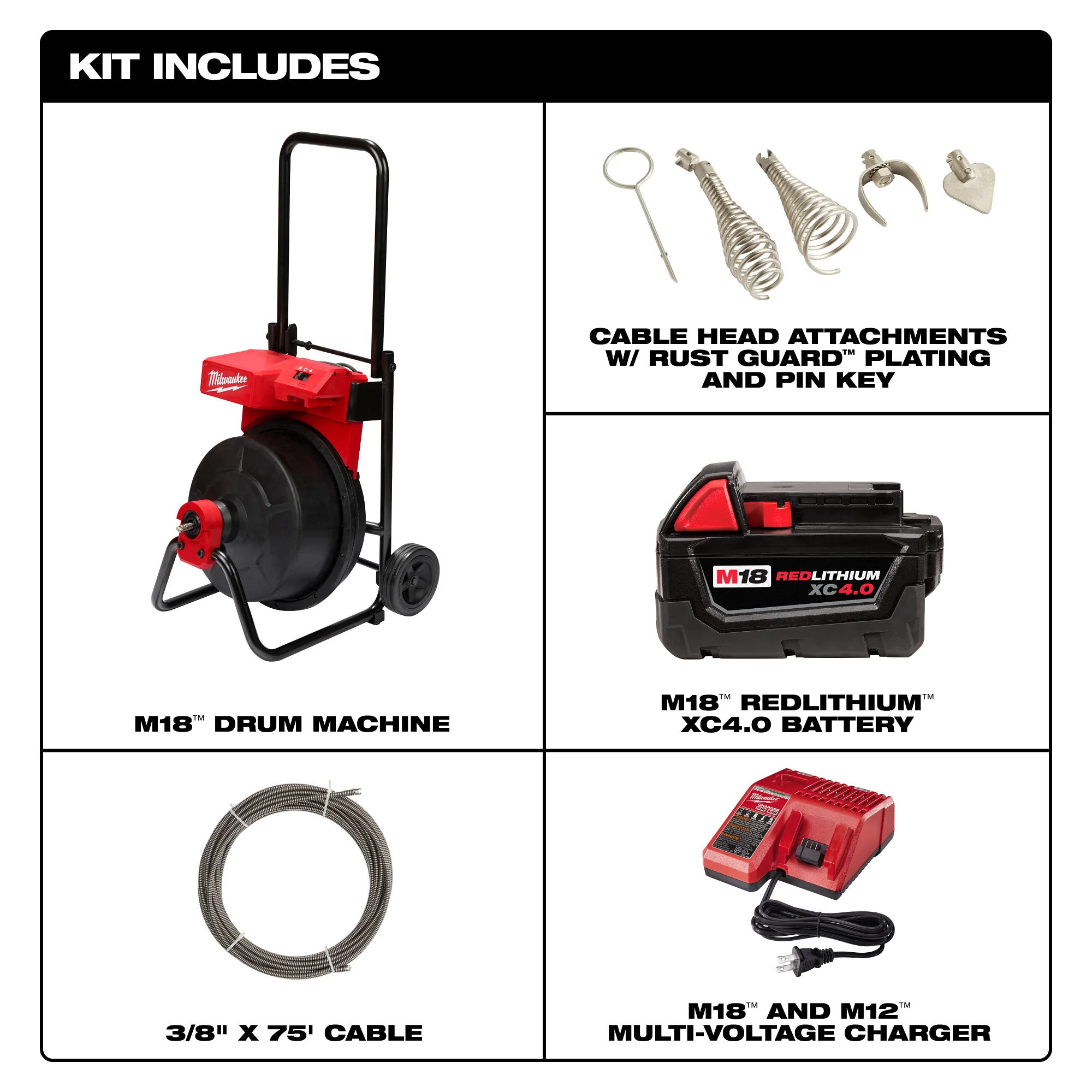 Milwaukee M18 Drum Machine w/ 3/8" Cable - Image 4