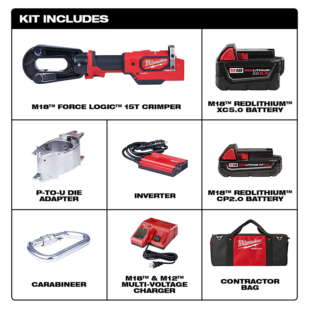 Milwaukee M18 FORCE LOGIC 15T Crimper Kit - Image 2