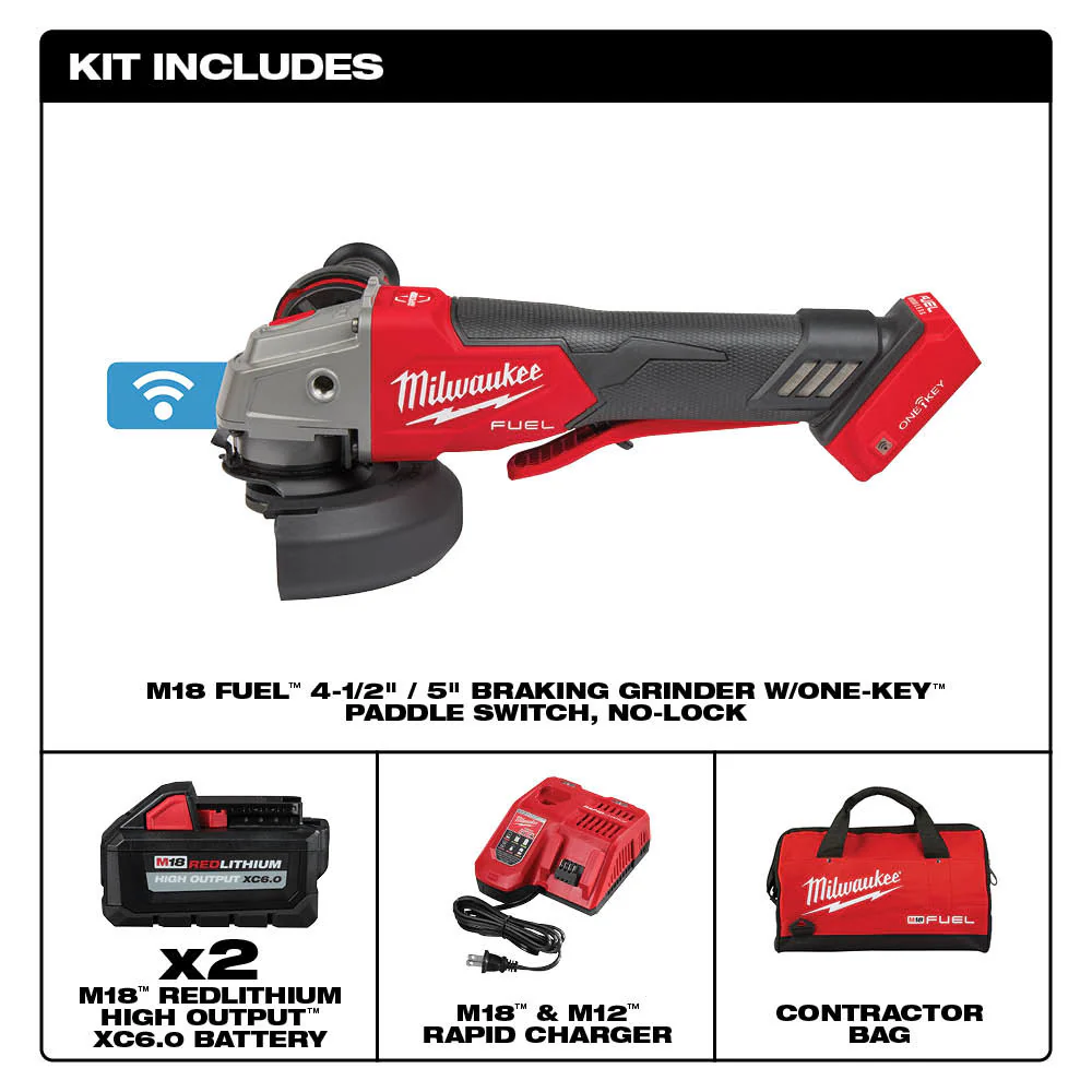 Milwaukee M18 FUEL  5" Braking Grinder w/ ONE-KEY Paddle Switch, No Lock - Image 3