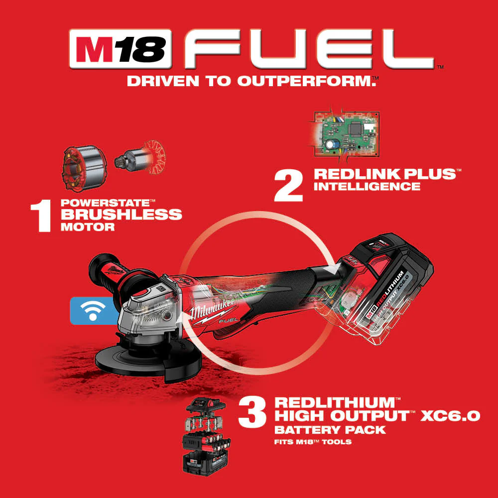 Milwaukee M18 FUEL  5" Braking Grinder w/ ONE-KEY Paddle Switch, No Lock - Image 5