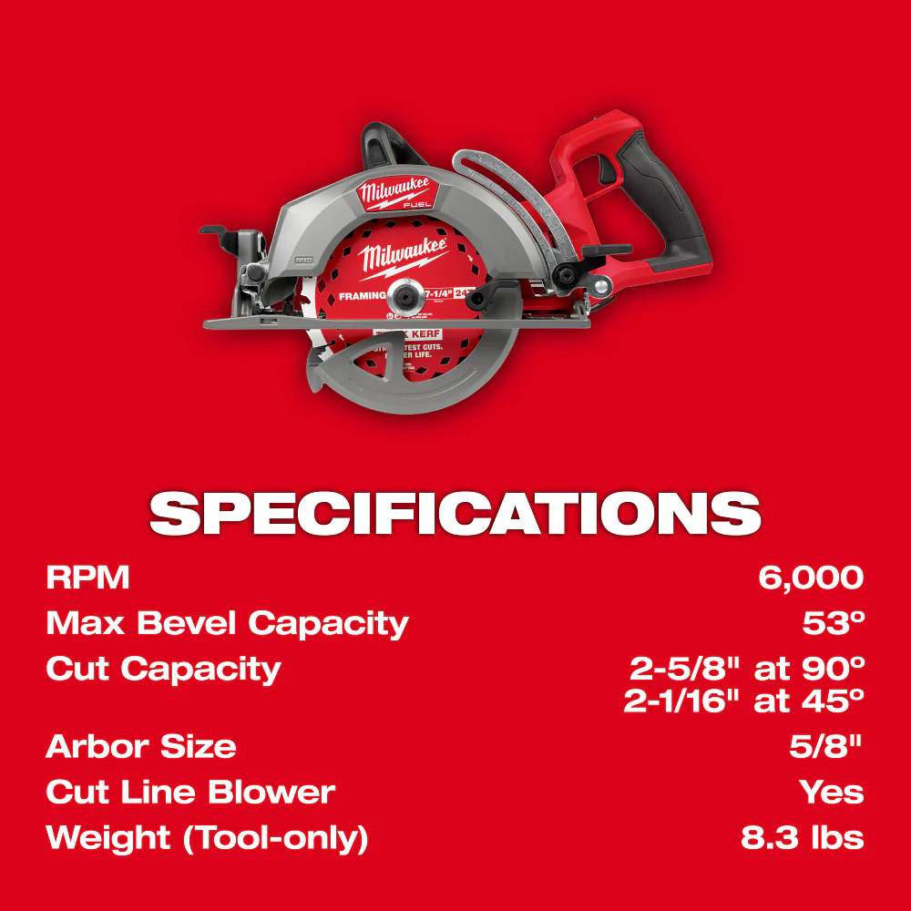 Milwaukee M18 FUEL 7-1/4" Rear Handle Circular Saw - Tool Only - Image 7