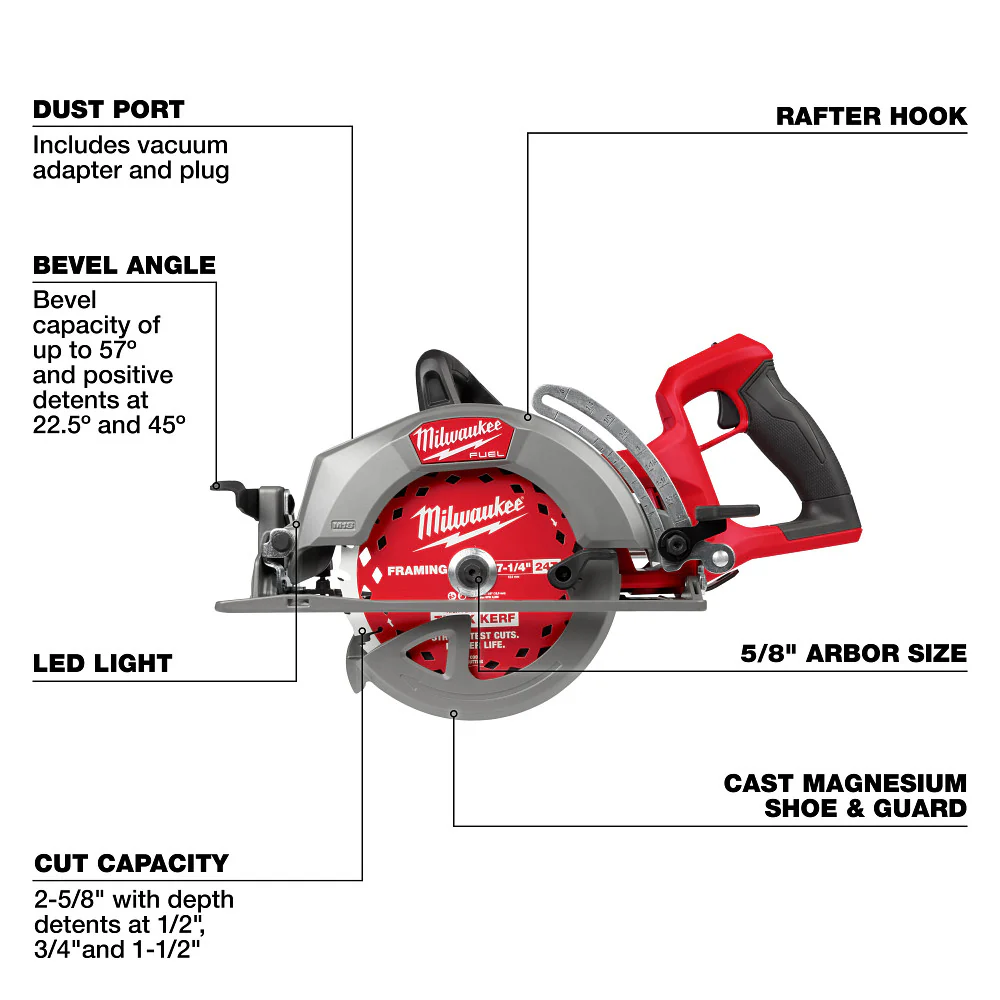Milwaukee M18 FUEL 7-1/4" Rear Handle Circular Saw - Tool Only - Image 9