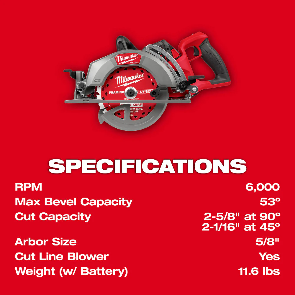 Milwaukee M18 FUEL 7-1/4" Rear Handle Circular Saw Kit - Image 7