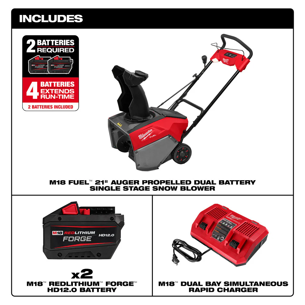 Milwaukee M18 FUEL 21" Auger Propelled Dual Battery Single Stage Snow Blower Kit - Image 5