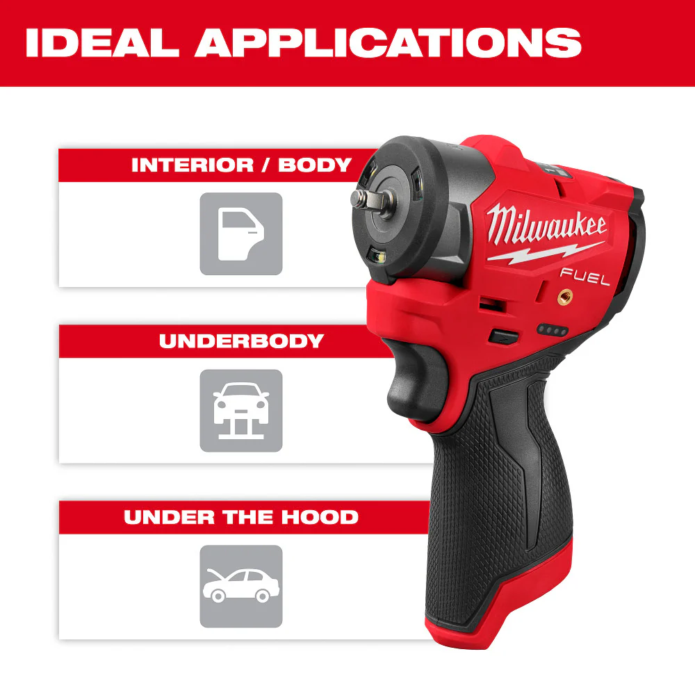 Milwaukee M12 FUEL 1/4" Subcompact Impact Wrench w/ Friction Ring - Tool Only - Image 8