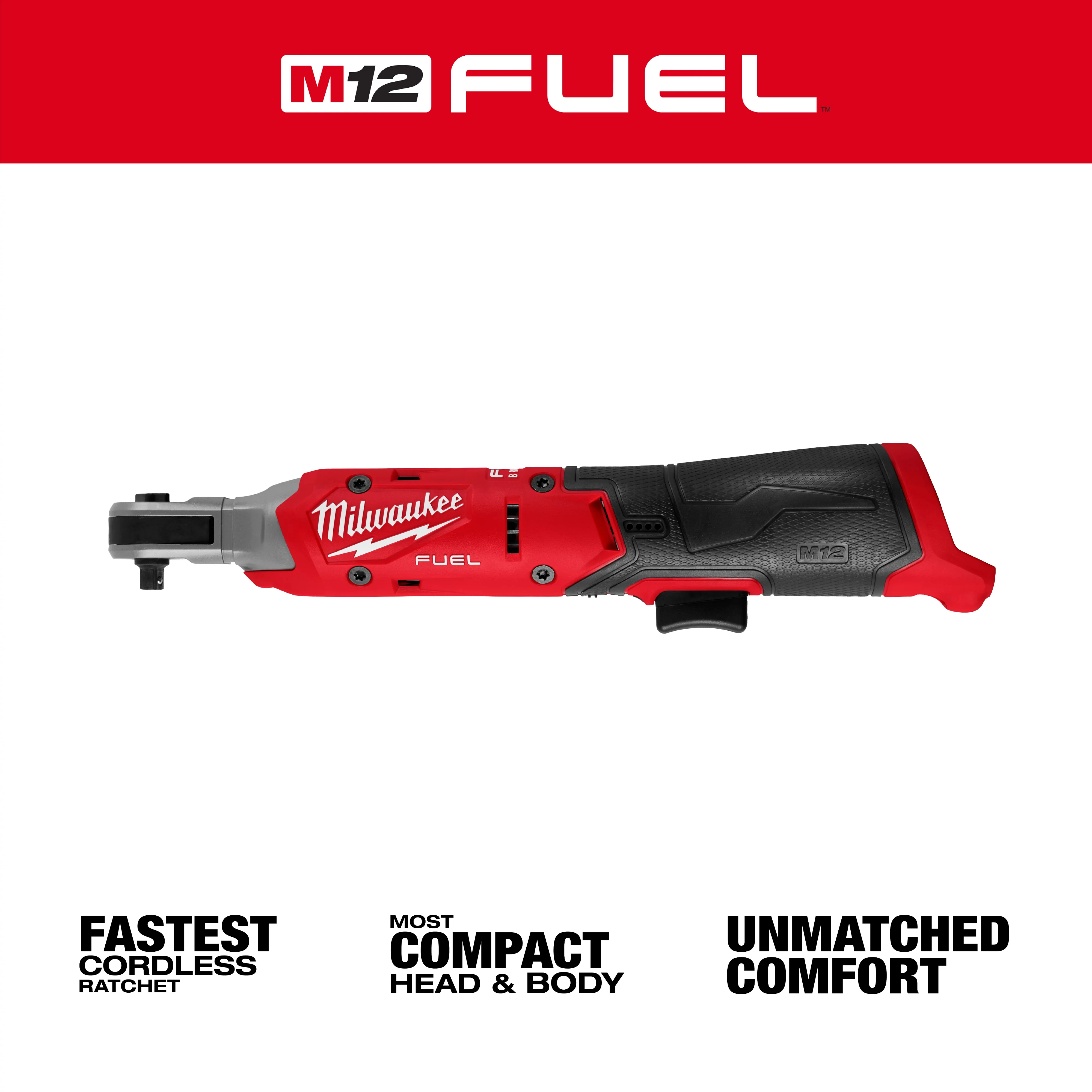 Milwaukee M12 FUEL 1/4" Ratchet - Tool Only - Image 3