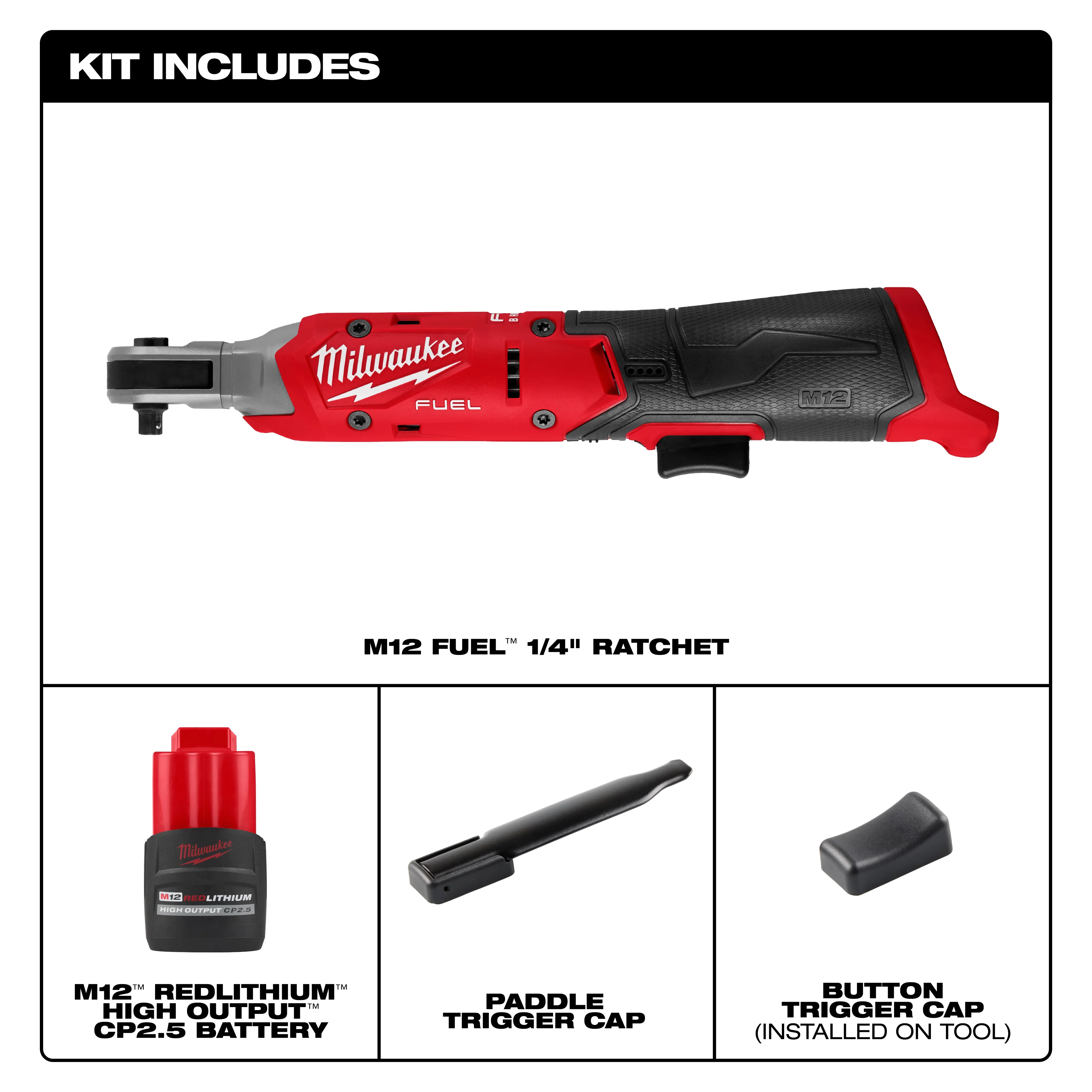 Milwaukee M12 FUEL 1/4" Ratchet Kit - Image 5
