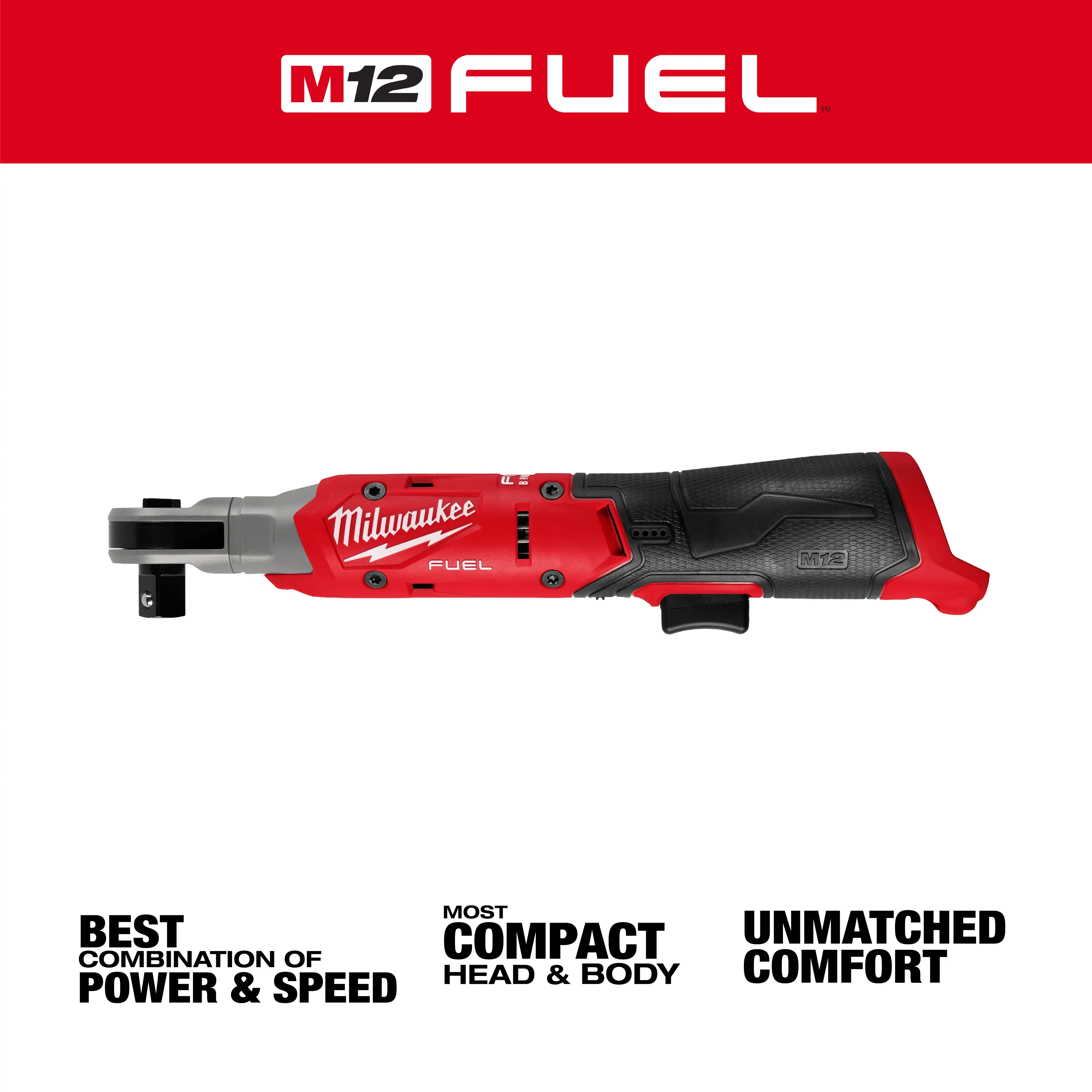 Milwaukee M12 FUEL 1/2" Ratchet - Tool Only - Image 3