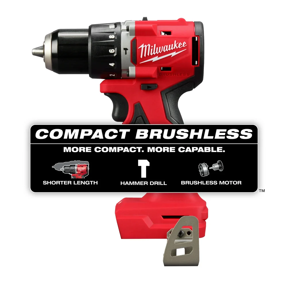 Milwaukee M18 Compact Brushless 1/2" Hammer Drill/Driver - Tool Only - Image 2