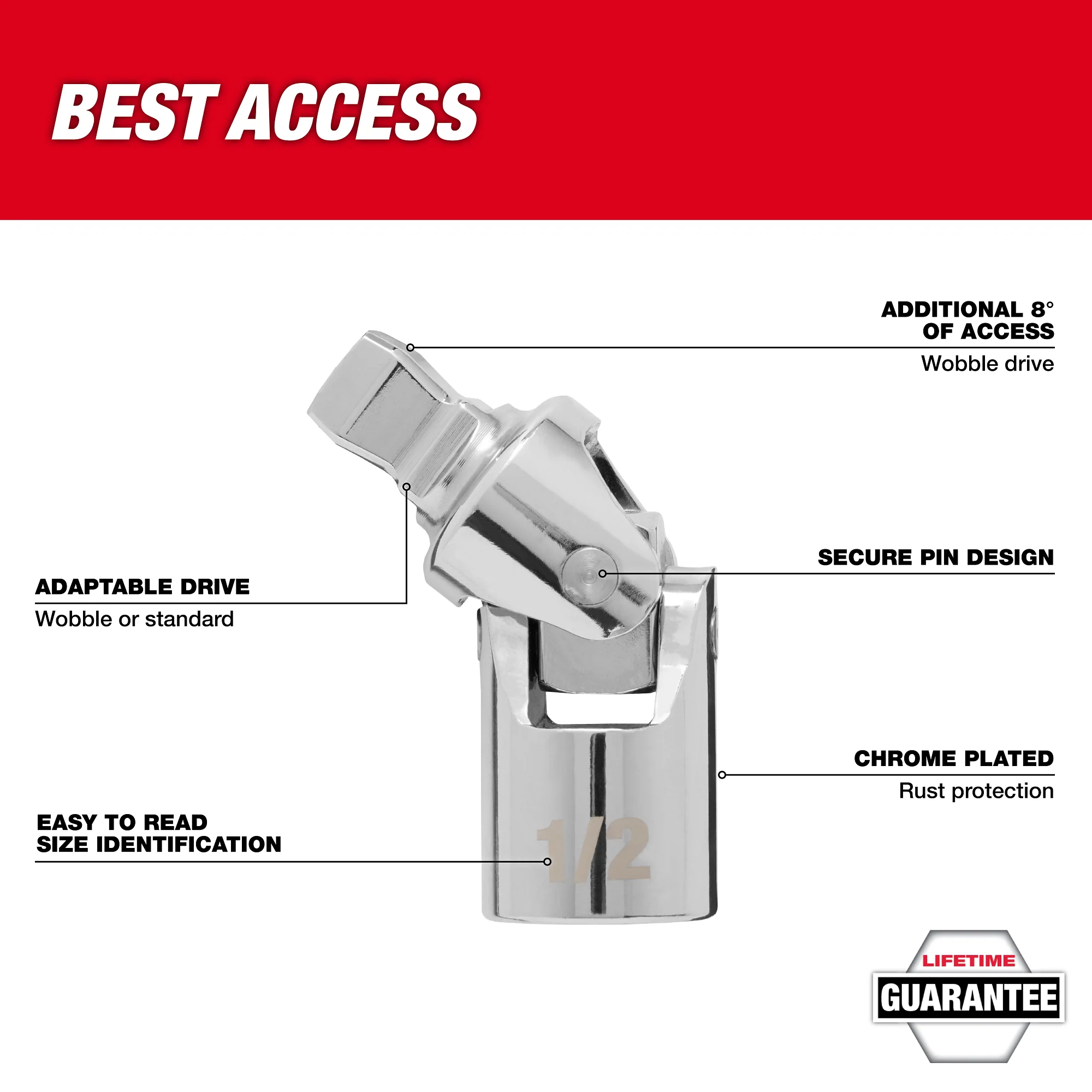Milwaukee 1/4" Drive Universal Joint - Image 3