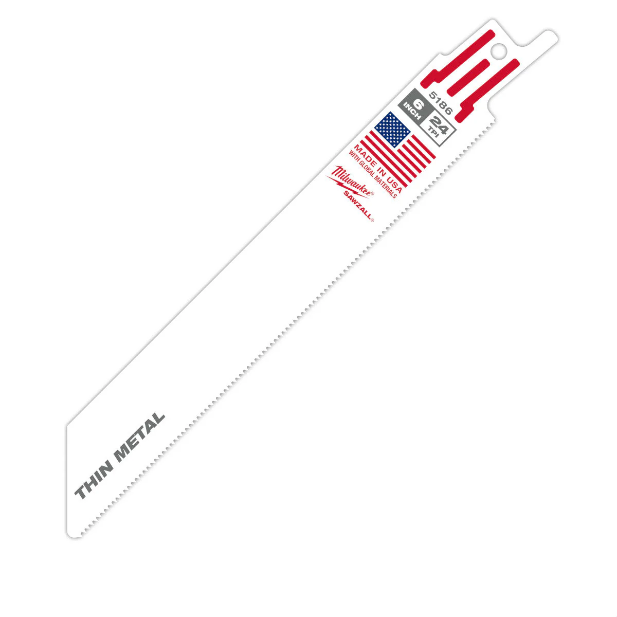Milwaukee 6" 24 TPI SAWZALL Blade for Thin Metal