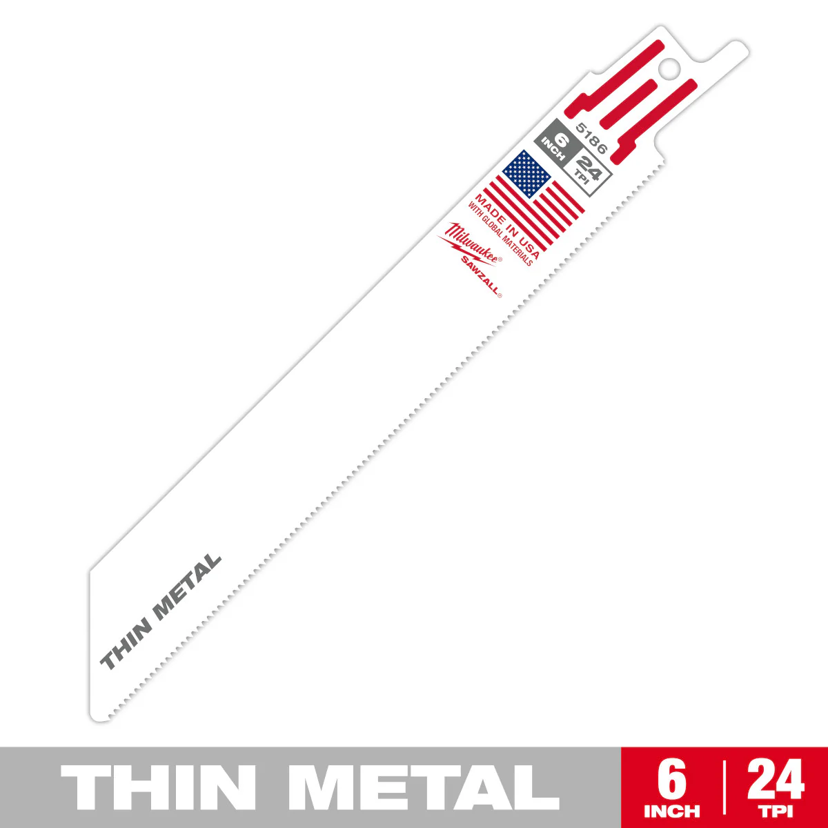 Milwaukee 6" 24 TPI SAWZALL Blade for Thin Metal - Image 2
