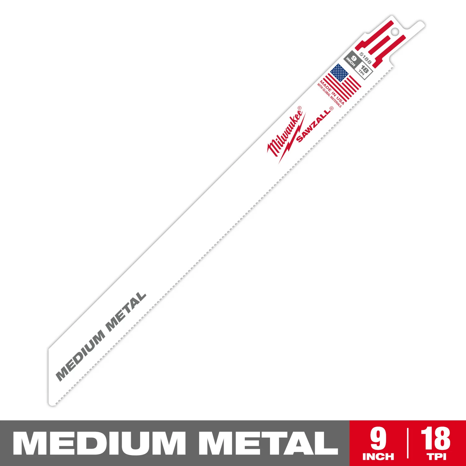 Milwaukee 9" 18 TPI SAWZALL Blade for Medium Metal - Image 2