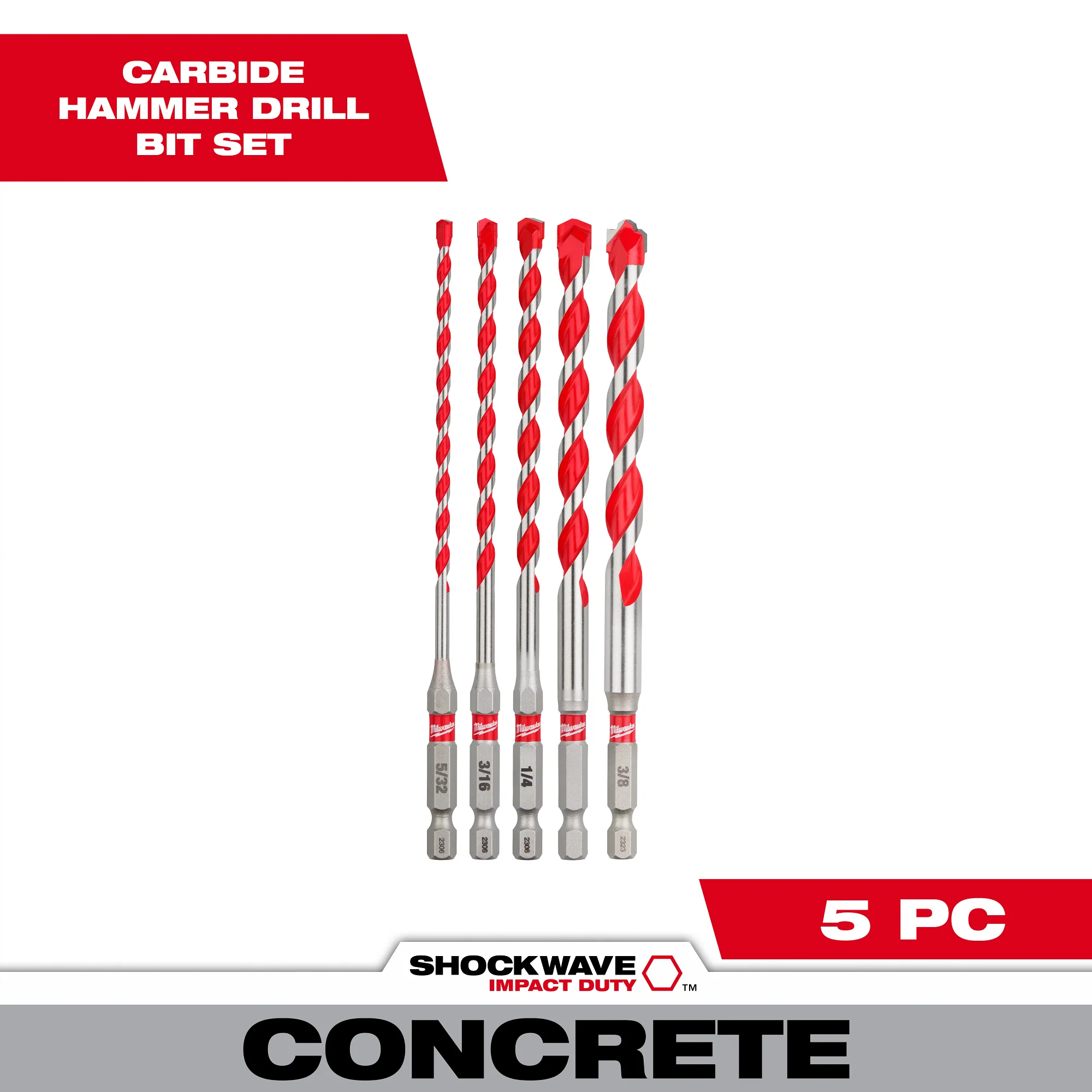 Milwaukee 5 pc. SHOCKWAVE Impact Duty Carbide Hammer Drill Bit Set - Image 4