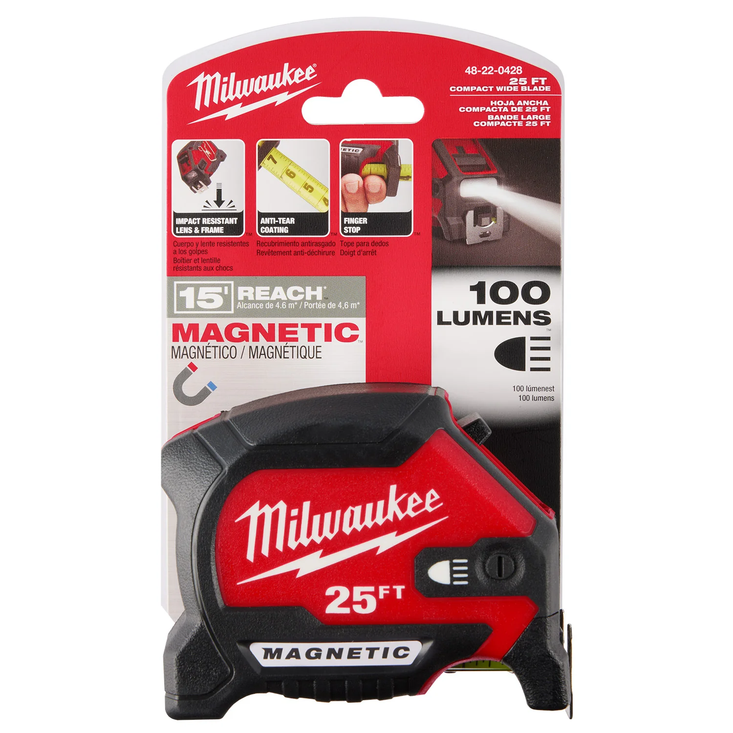 Milwaukee 25ft Magnetic Tape Measure w/ Rechargeable 100L Light - Image 8