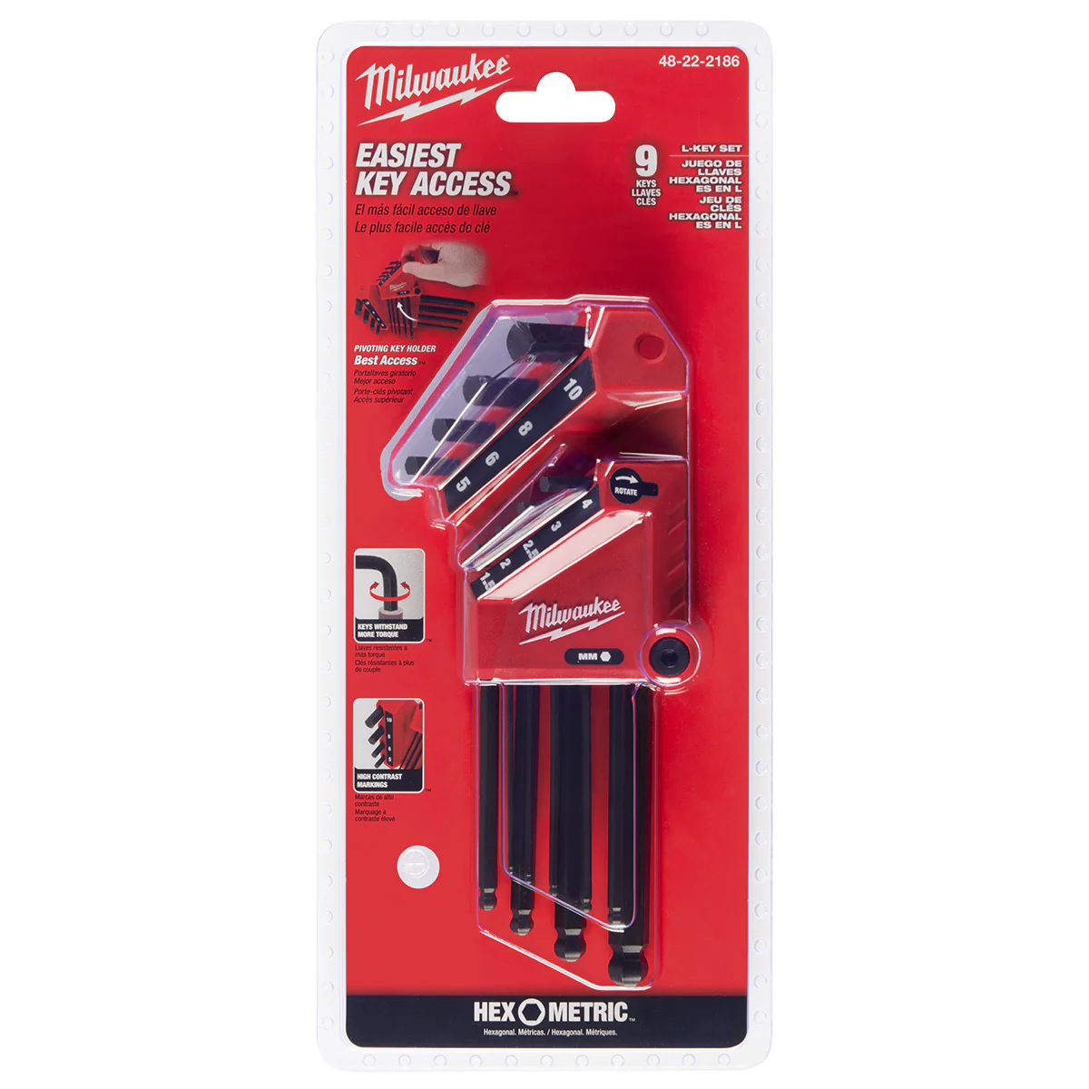 Milwaukee 9-Key Ball End L-Style Hex Key Set - Metric - Image 7