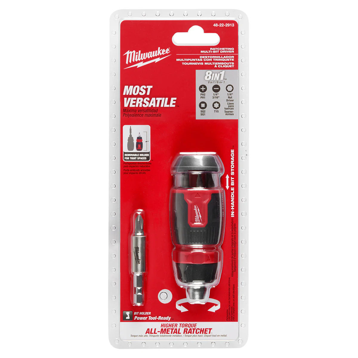 Milwaukee 8-in-1 Ratcheting Compact Multi-Bit Screwdriver - Image 7